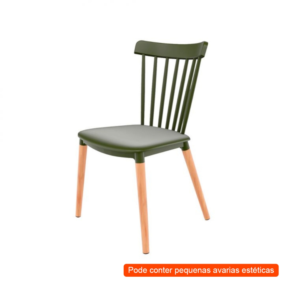 [OUTLET] Cadeira Windsor Verde Musgo e Madeira