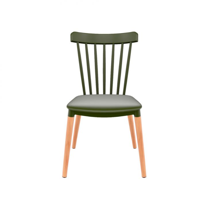[OUTLET] Cadeira Windsor Verde Musgo e Madeira
