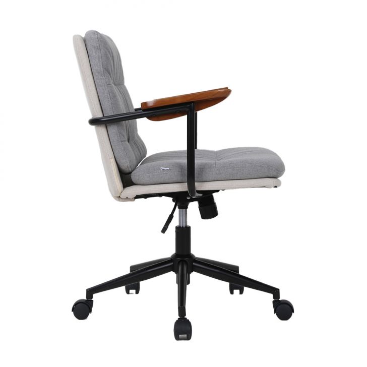 [OUTLET] Cadeira de Escritório Secretária Giratória Bennett Cinza e Bege