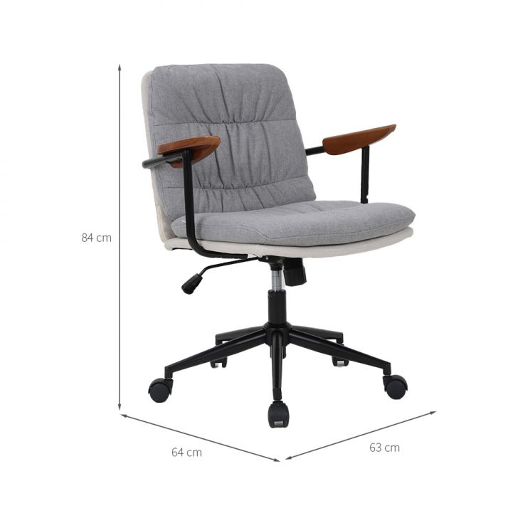 [OUTLET] Cadeira de Escritório Secretária Giratória Bennett Cinza e Bege