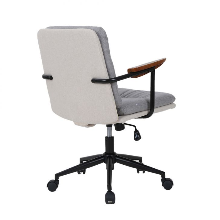 [OUTLET] Cadeira de Escritório Secretária Giratória Bennett Cinza e Bege