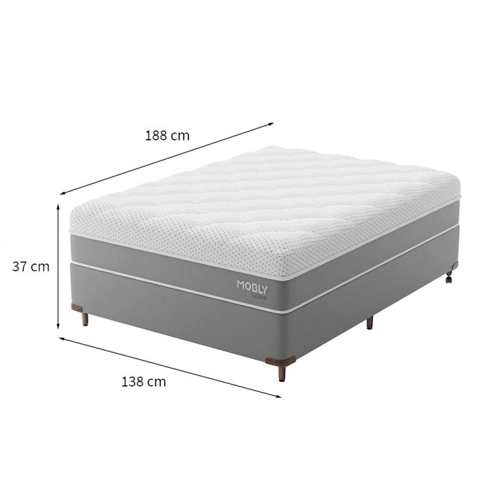 [OUTLET] Cama Box Casal com Colchão Sublime Mola Ensacada e Espuma Viscoelástica (32x138x188) Cinza e Branco