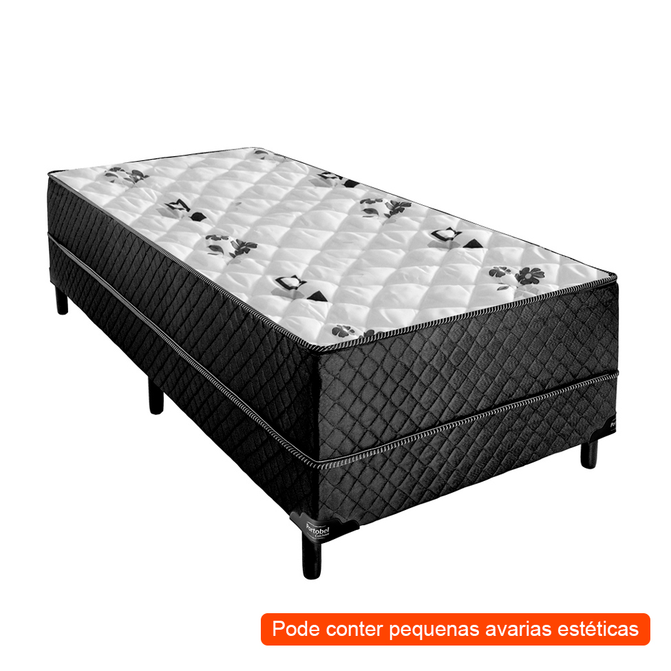 [OUTLET] Cama Box Solteiro Conjugada Unyco D28 Ortopédico Floral e Preta