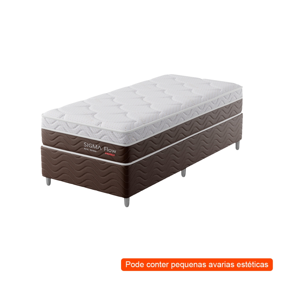 [OUTLET] Cama Box com Colchão Solteirão Sigma Flow Anti Stress (23x108x198)