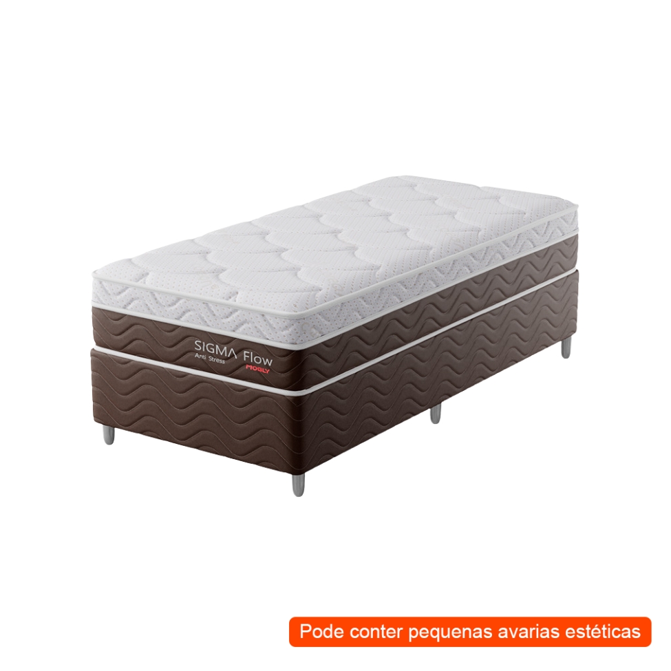 [OUTLET] Cama Box com Colchão Solteiro Sigma Flow Anti Stress (23x88x188)