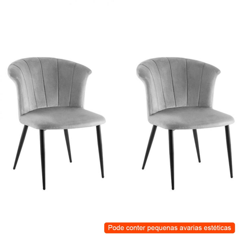 [OUTLET] Conjunto com 2 Cadeiras Ariel Cinza