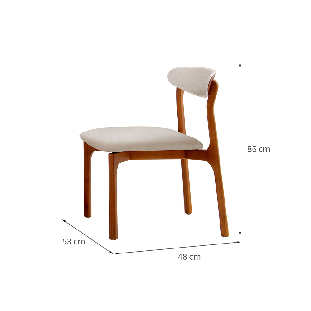 [OUTLET] Conjunto com 2 Cadeiras Italia Linho Branco e Imbuia Natural