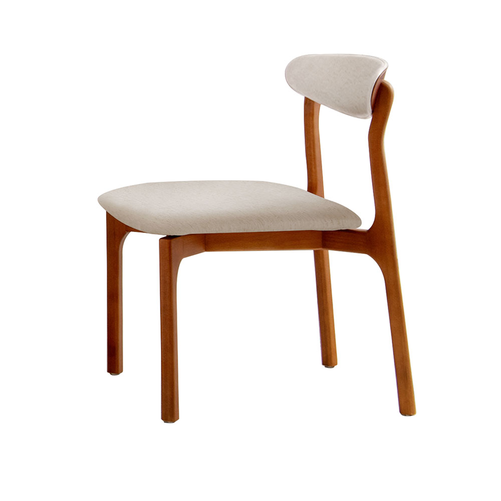 [OUTLET] Conjunto com 2 Cadeiras Italia Linho Branco e Imbuia Natural