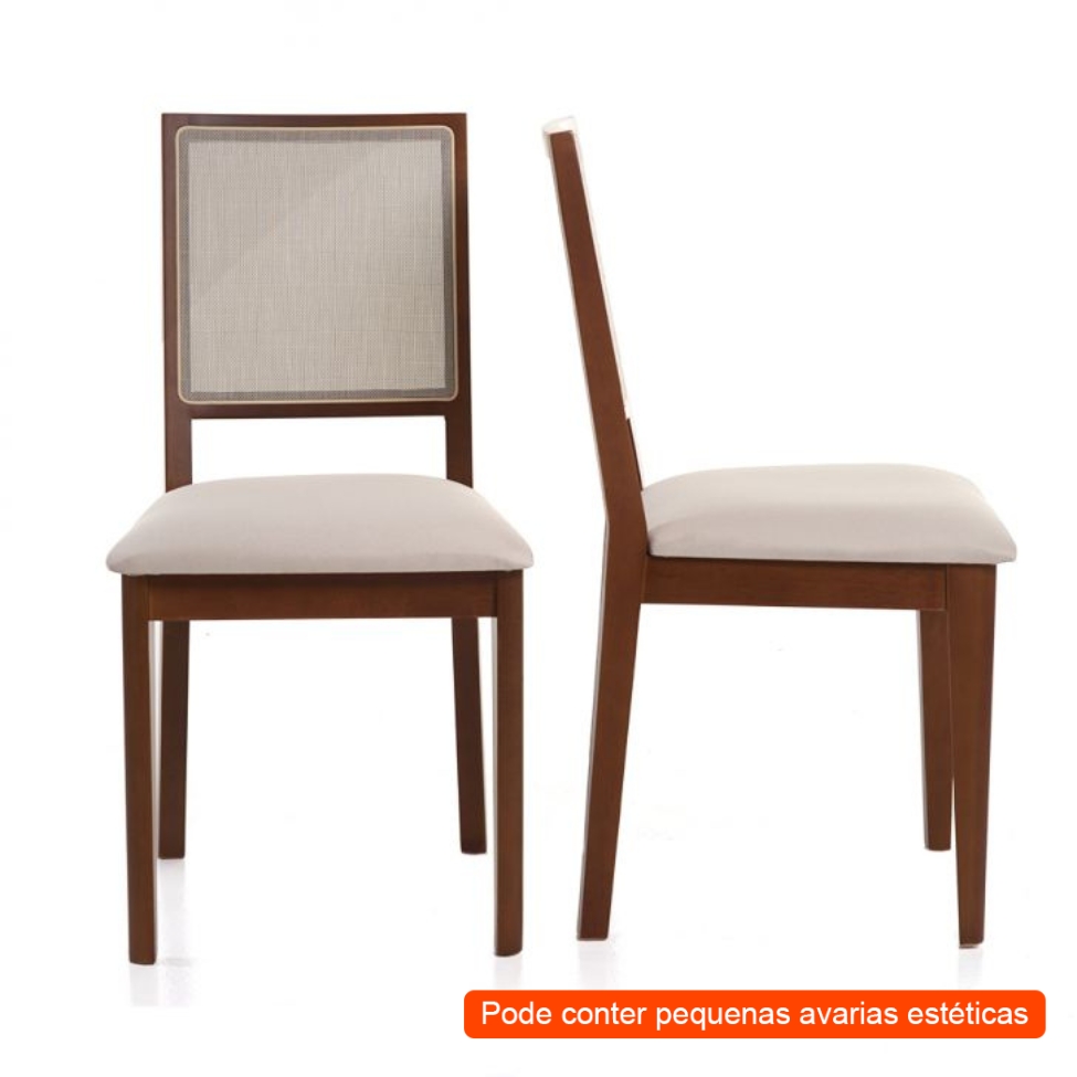 [OUTLET] Conjunto com 2 Cadeiras Sila Imbuia e Bege