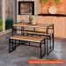 [OUTLET] Conjunto de Mesa de Jantar com 2 Bancos Wooden Carvalho e Preto