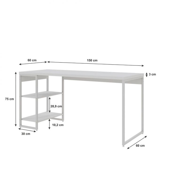 [OUTLET] Escrivaninha com Estante Nanda Branca 150x75 cm