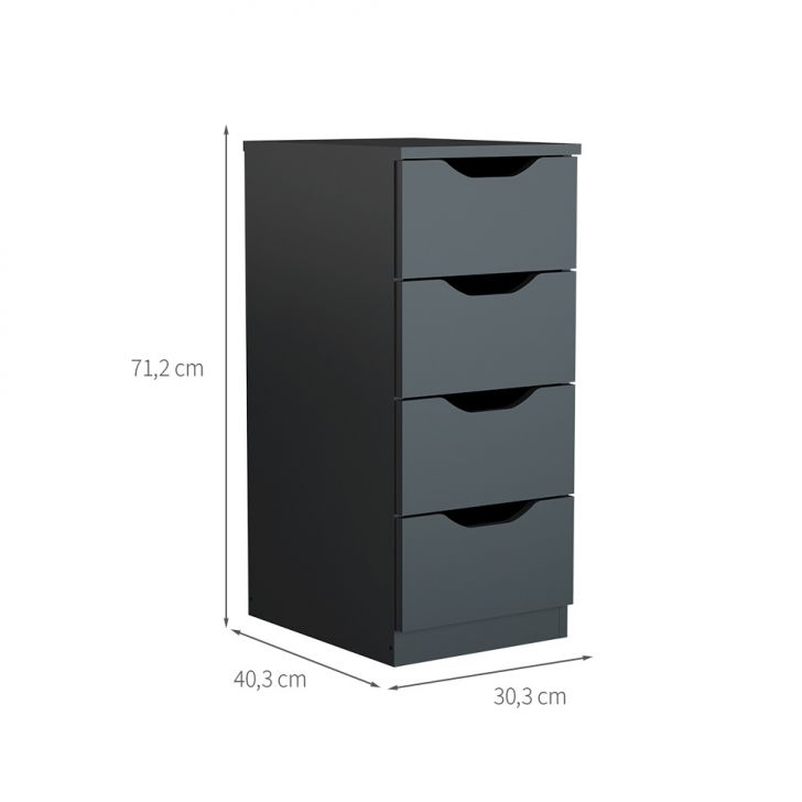 [OUTLET] Gaveteiro Workspace 4 Gavetas Preto