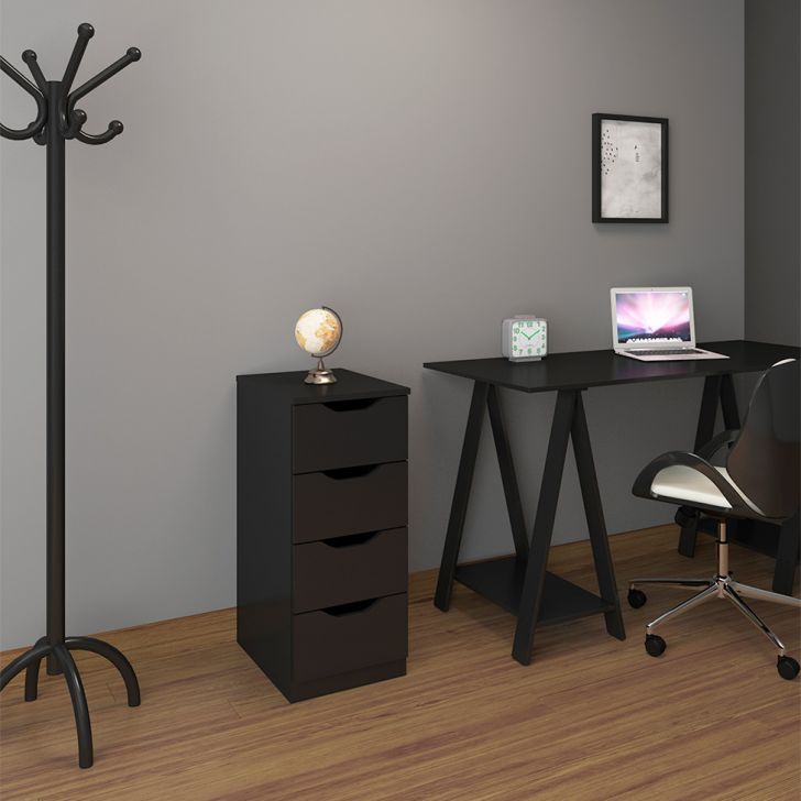 [OUTLET] Gaveteiro Workspace 4 Gavetas Preto