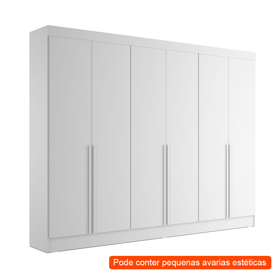 [OUTLET] Guarda-Roupa Casal Ana 6 PT 4 GV Branco 240 cm