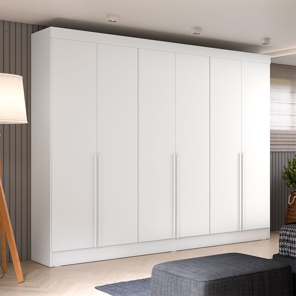 [OUTLET] Guarda-Roupa Casal Ana 6 PT 4 GV Branco 240 cm