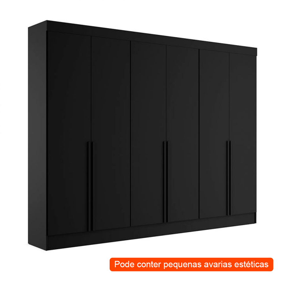 [OUTLET] Guarda-Roupa Casal Ana 6 PT 4 GV Preto 240 cm