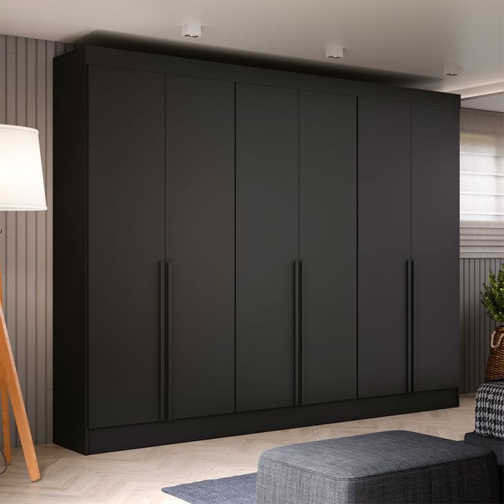 [OUTLET] Guarda-Roupa Casal Ana 6 PT 4 GV Preto 240 cm
