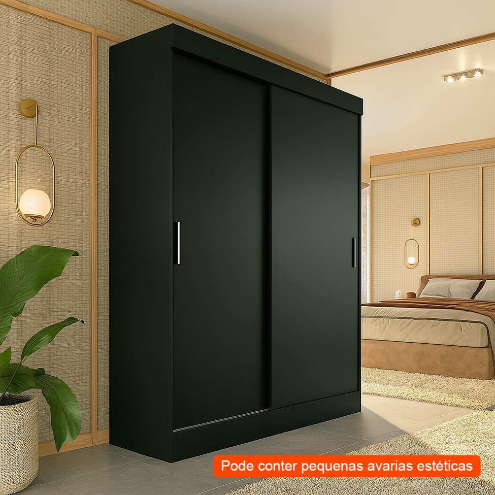 [OUTLET] Guarda-Roupa Casal Boreal 2 Portas Preto