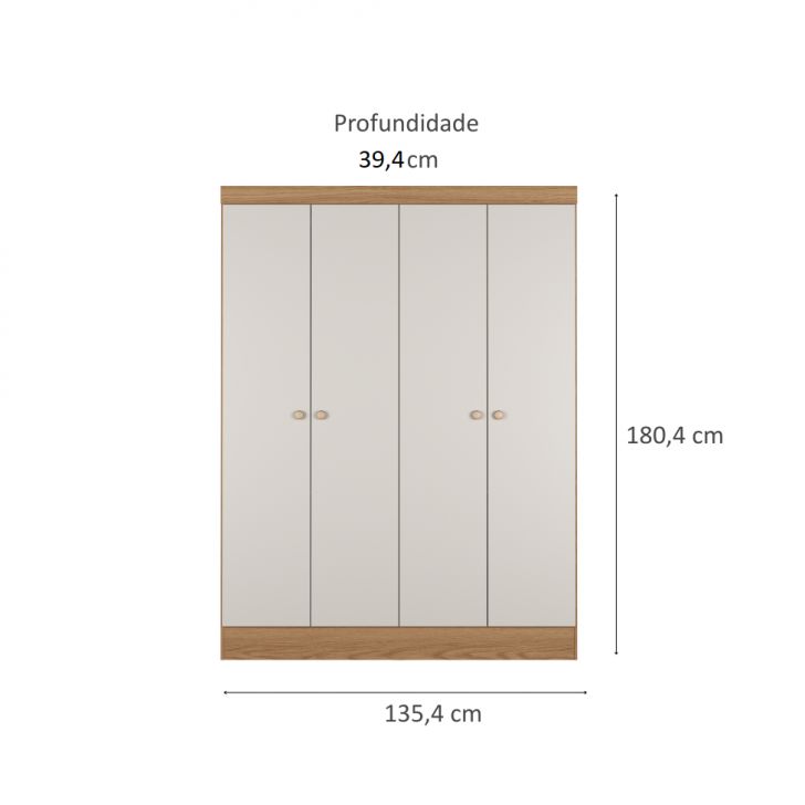 [OUTLET] Guarda-Roupa Casal Boreal 4 Portas Carvalho e Off White
