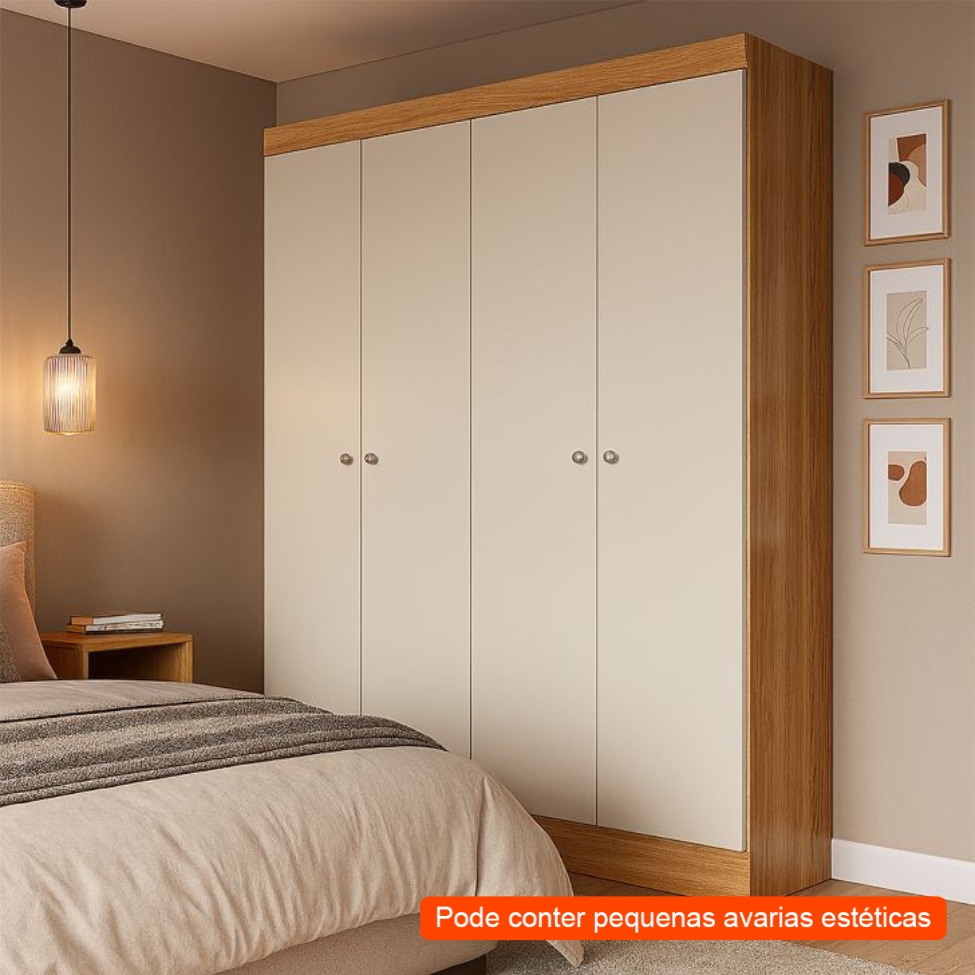 [OUTLET] Guarda-Roupa Casal Boreal 4 Portas Carvalho e Off White