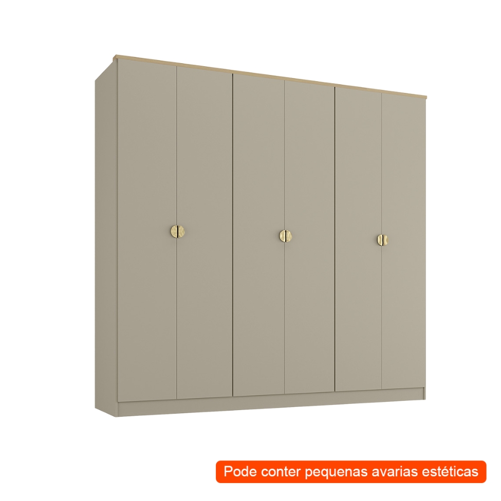 [OUTLET] Guarda-Roupa Casal Brescia 6 Portas 4 Gavetas Bege