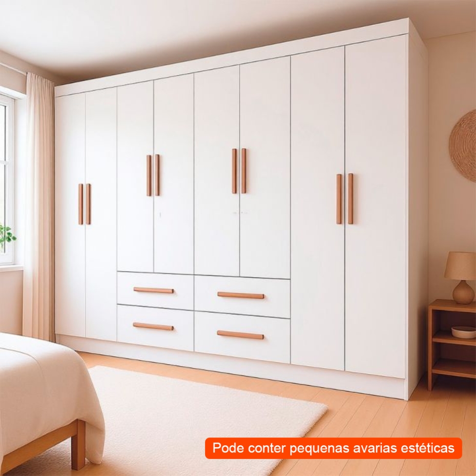 [OUTLET] Guarda-Roupa Casal Lite 8 Portas 4 Gavetas Branco