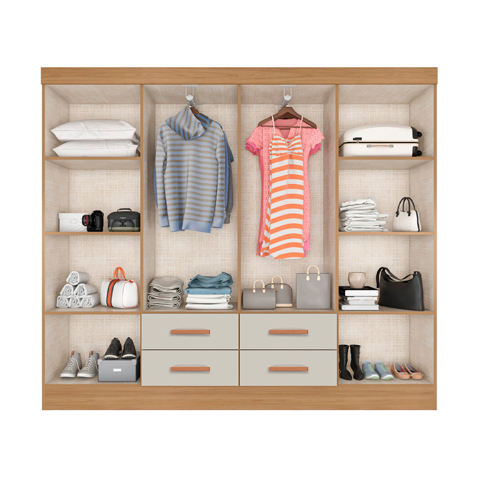 [OUTLET] Guarda-Roupa Casal Lite 8 Portas 4 Gavetas Off White e Nature