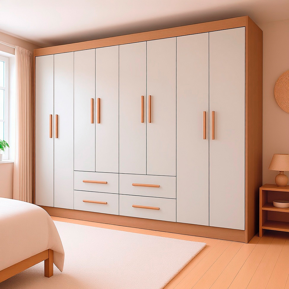 [OUTLET] Guarda-Roupa Casal Lite 8 Portas 4 Gavetas Off White e Nature