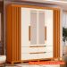 [OUTLET] Guarda-Roupa Casal com Espelho Doble 4 Portas 4 Gavetas Cinamomo e Off White