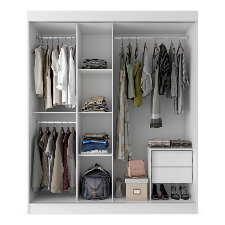 [OUTLET] Guarda-Roupa Casal com Espelho Paris 3 PT 2 GV Branco