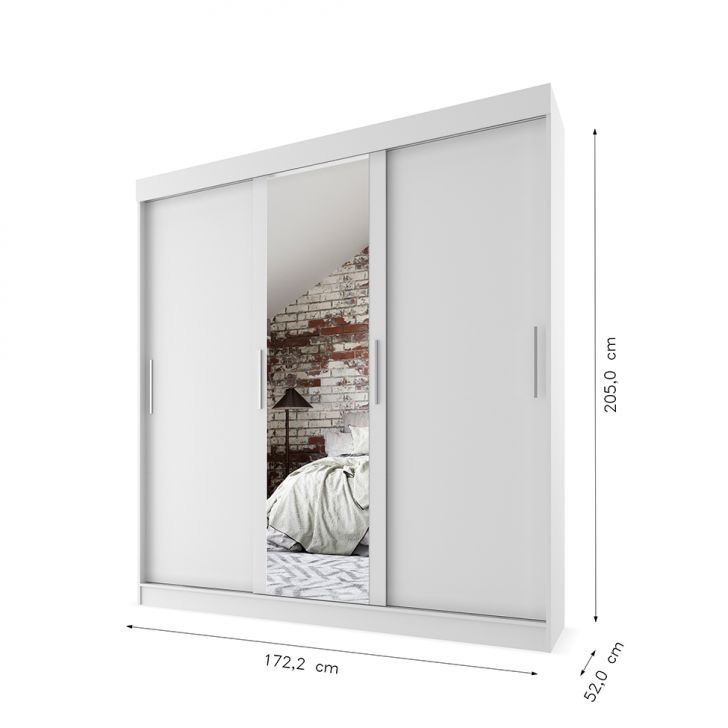 [OUTLET] Guarda-Roupa Casal com Espelho Paris 3 PT 2 GV Branco