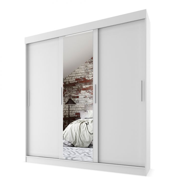 [OUTLET] Guarda-Roupa Casal com Espelho Paris 3 PT 2 GV Branco
