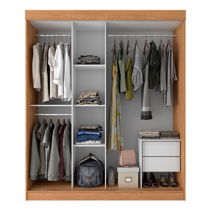 [OUTLET] Guarda-Roupa Casal com Espelho Paris 3 PT 2 GV Naturale e Grafite