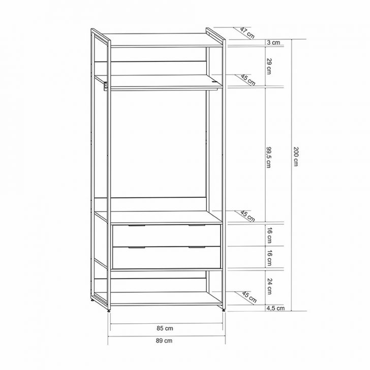 [OUTLET] Guarda-Roupa Closet Industrial Mital com Cabideiro 2 GV Off White e Dourado