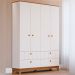 [OUTLET] Guarda-Roupa Infantil Biscoito 4 PT 4 GV Branco e Nature