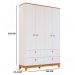 [OUTLET] Guarda-Roupa Infantil Biscoito 4 PT 4 GV Branco e Nature