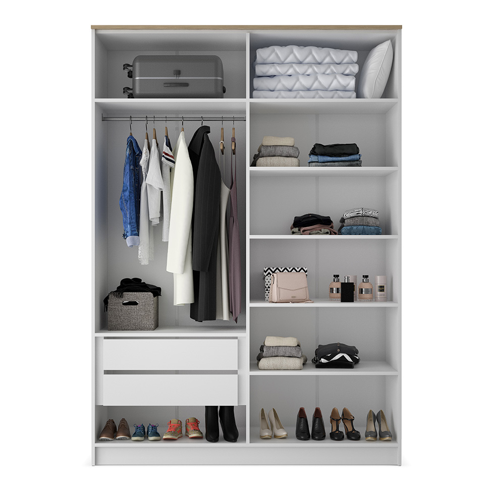 [OUTLET] Guarda-Roupa Solteiro Asti 100% MDF 4 Portas 2 Gavetas Branco