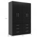 [OUTLET] Guarda-Roupa Solteiro Treviso 4 Portas 6 Gavetas Preto