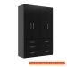 [OUTLET] Guarda-Roupa Solteiro Treviso 4 Portas 6 Gavetas Preto