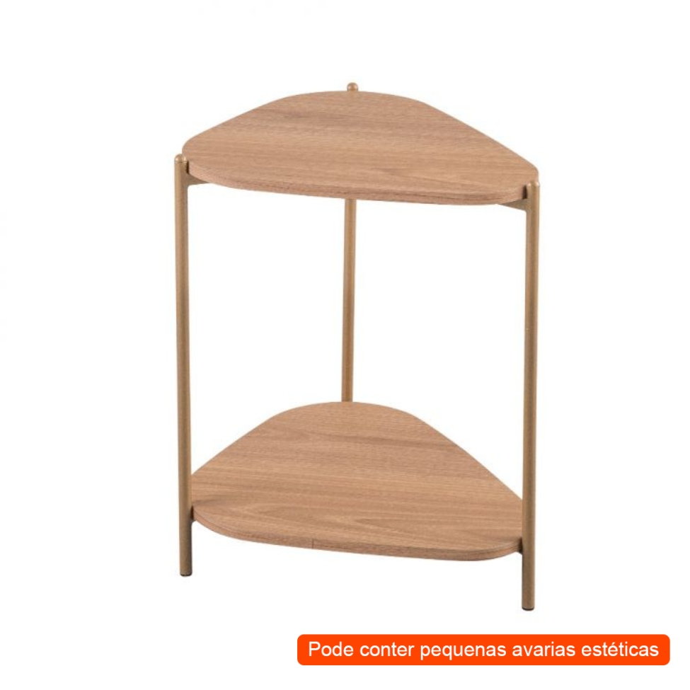 [OUTLET] Mesa Lateral Orgânica Complementos Hanover e Dourada 44 cm