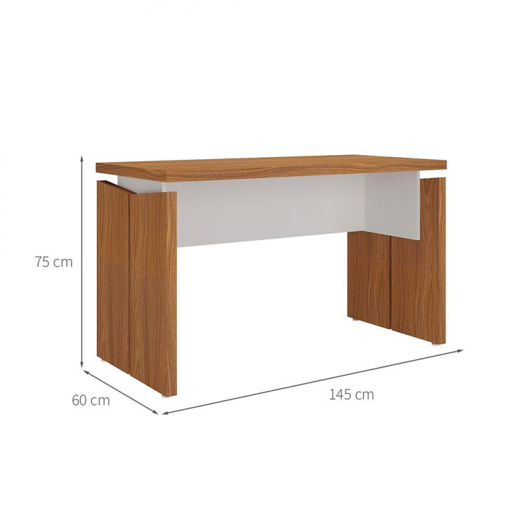 [OUTLET] Mesa de Escritório Lane Freijó e Branca 145 cm