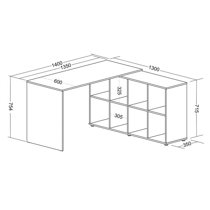 [OUTLET] Mesa de Escritório em L Nero Branco