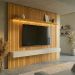 [OUTLET] Painel Ripado com Rack Suspenso até 70 Polegadas Tulum com LED 1 PT 2 GV Cedro e Off White Alt 242 Larg 222 cm