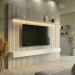 [OUTLET] Painel Ripado com Rack Suspenso até 70 Polegadas Tulum com LED 1 PT 2 GV Off White Alt 218 Larg 222 cm