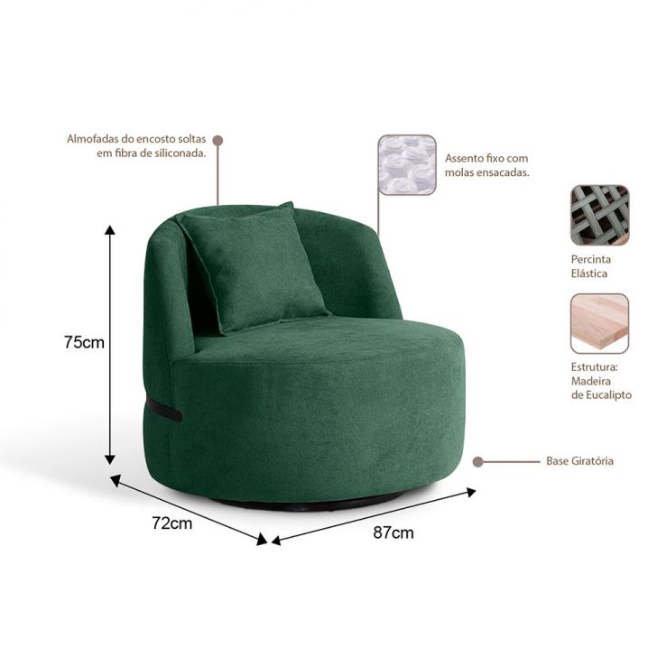 [OUTLET] Poltrona Laila Bouclé Verde e Preta