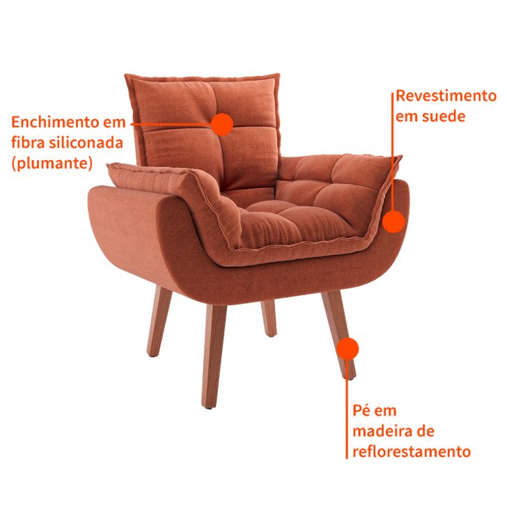 [OUTLET] Poltrona Lidi Suede Terracota