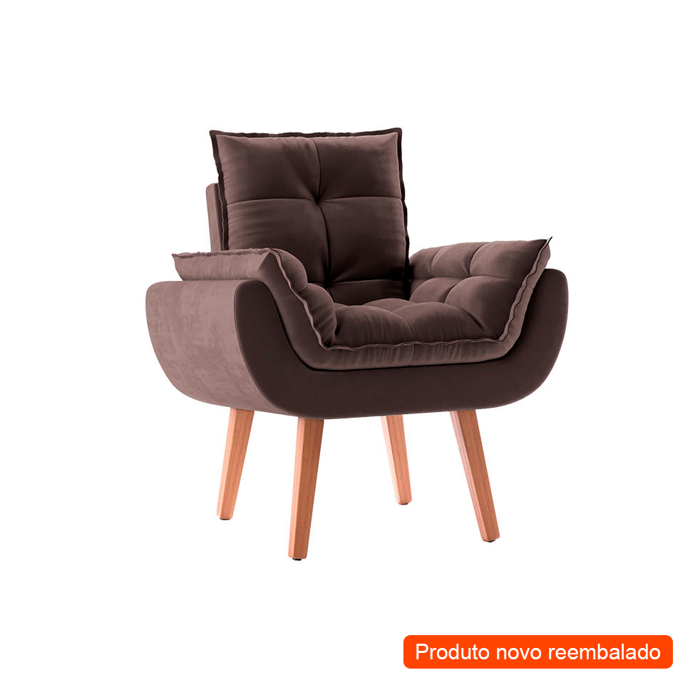 [OUTLET] Poltrona Lidi Veludo Marrom