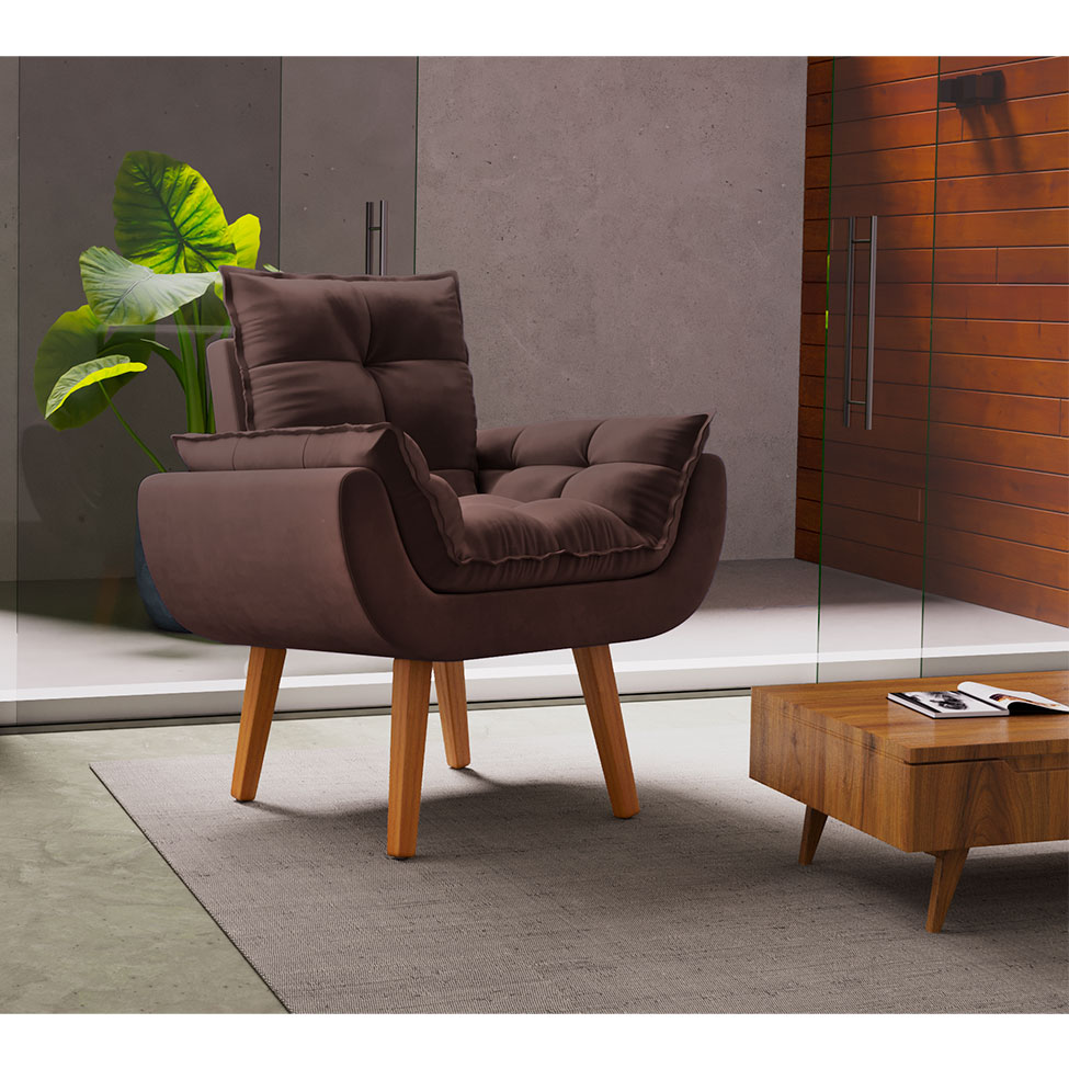 [OUTLET] Poltrona Lidi Veludo Marrom