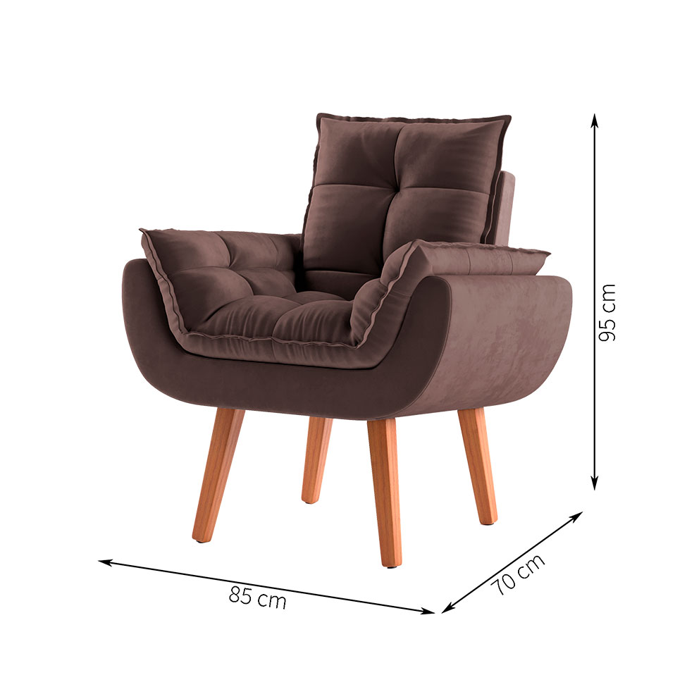 [OUTLET] Poltrona Lidi Veludo Marrom