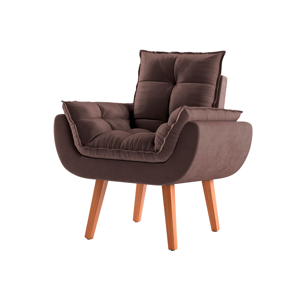 [OUTLET] Poltrona Lidi Veludo Marrom